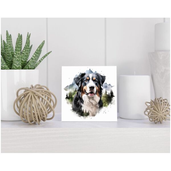 Tegel 15x15 cm Mountain Dog dog portret with a background of fo bcdfaa--f-ea-ffe