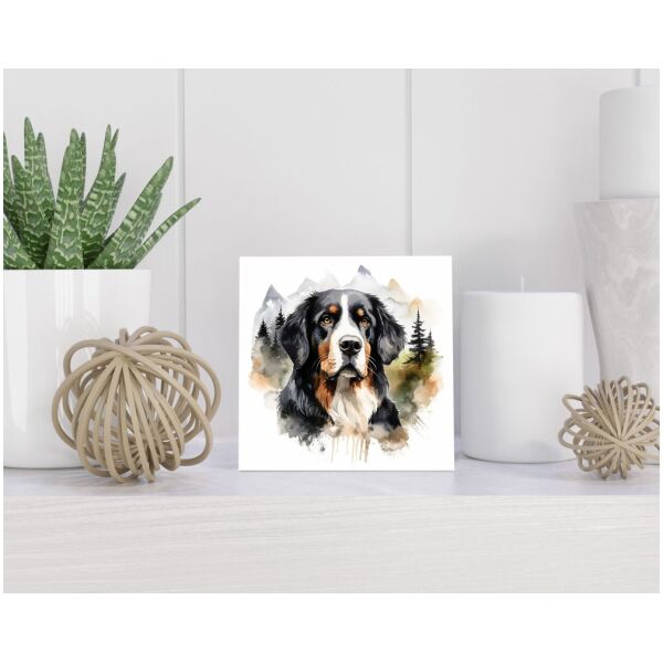 Tegel 15x15 cm Mountain Dog dog portret with a background of fo caef-d--b-cfb
