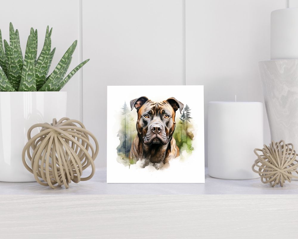 Tegel 15X15 Cm Met American Staffordshire Terriër Cadeau Decoratie | Tegeltjes Met Tekst | Tegeltjes Met Spreuken | Collega | Oma | Opa | Pensioen | Mama | Papa | Vriend Tegel 15x15 cm American Staffordshire Terriër
