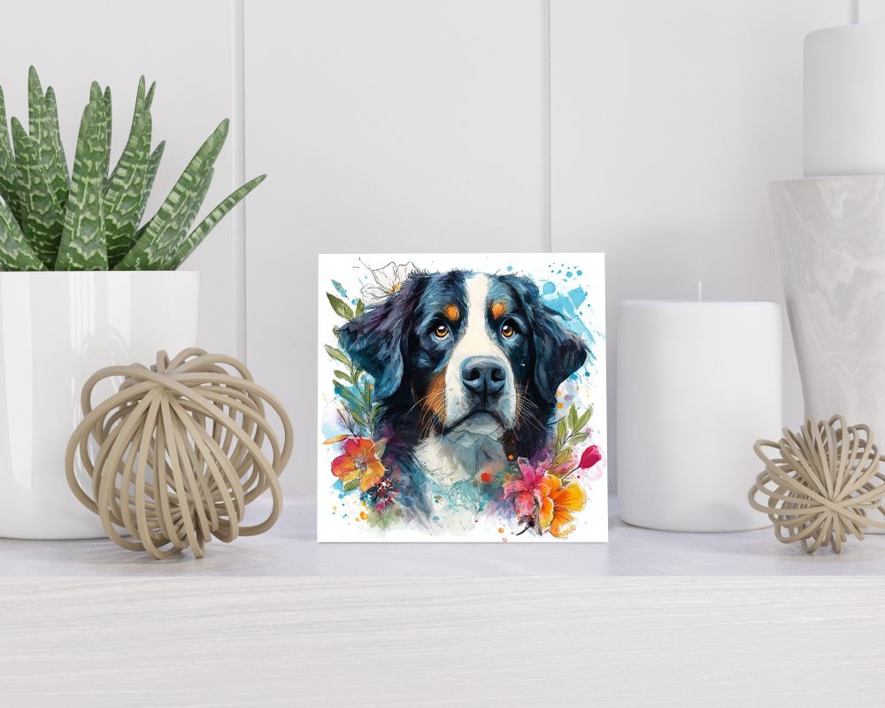 Tegel 15X15 Cm Met Berner Sennenhond Cadeau Decoratie | Tegeltjes Met Tekst | Tegeltjes Met Spreuken | Collega | Oma | Opa | Pensioen | Mama | Papa | Vriend Tegel 15x15 cm Berner Sennenhond