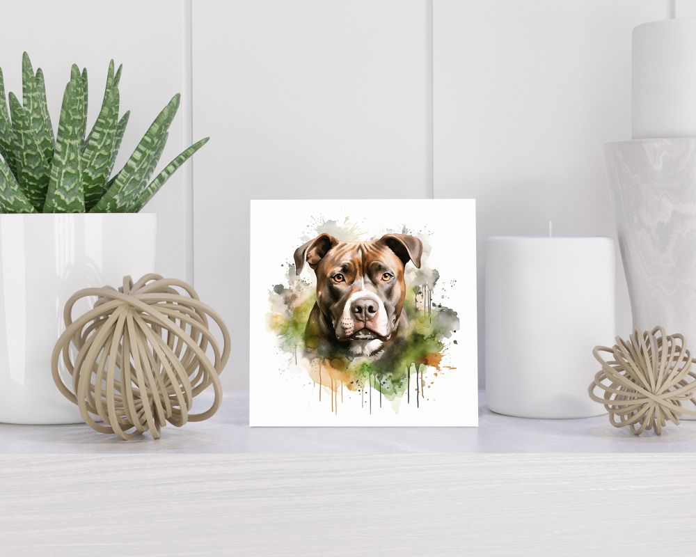 Tegel 15X15 Cm Met American Staffordshire Terriër Cadeau Decoratie | Tegeltjes Met Tekst | Tegeltjes Met Spreuken | Collega | Oma | Opa | Pensioen | Mama | Papa | Vriend Tegel 15x15 cm American Staffordshire Terriër