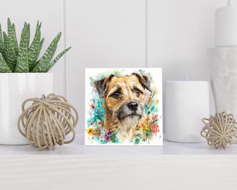 Tegel 15X15 Cm Met Border Terriër Cadeau Decoratie | Tegeltjes Met Tekst | Tegeltjes Met Spreuken | Collega | Oma | Opa | Pensioen | Mama | Papa | Vriend Tegel 15x15 cm Border Terriër