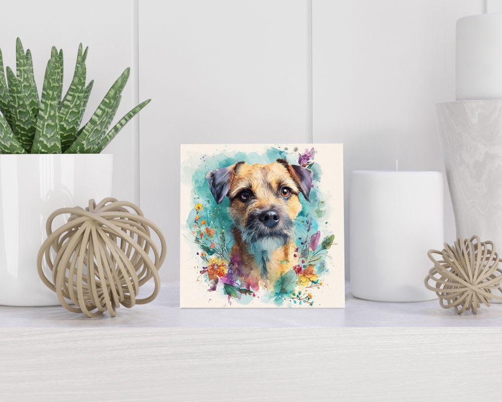 Tegel 15X15 Cm Met Border Terriër Cadeau Decoratie | Tegeltjes Met Tekst | Tegeltjes Met Spreuken | Collega | Oma | Opa | Pensioen | Mama | Papa | Vriend Tegel 15x15 cm Border Terriër