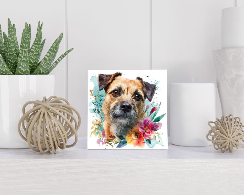 Tegel 15X15 Cm Met Border Terriër Cadeau Decoratie | Tegeltjes Met Tekst | Tegeltjes Met Spreuken | Collega | Oma | Opa | Pensioen | Mama | Papa | Vriend Tegel 15x15 cm Border Terriër