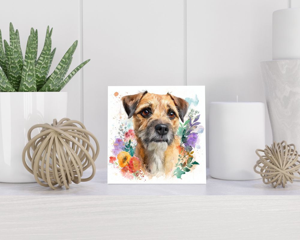 Tegel 15X15 Cm Met Border Terriër Cadeau Decoratie | Tegeltjes Met Tekst | Tegeltjes Met Spreuken | Collega | Oma | Opa | Pensioen | Mama | Papa | Vriend Tegel 15x15 cm Border Terriër
