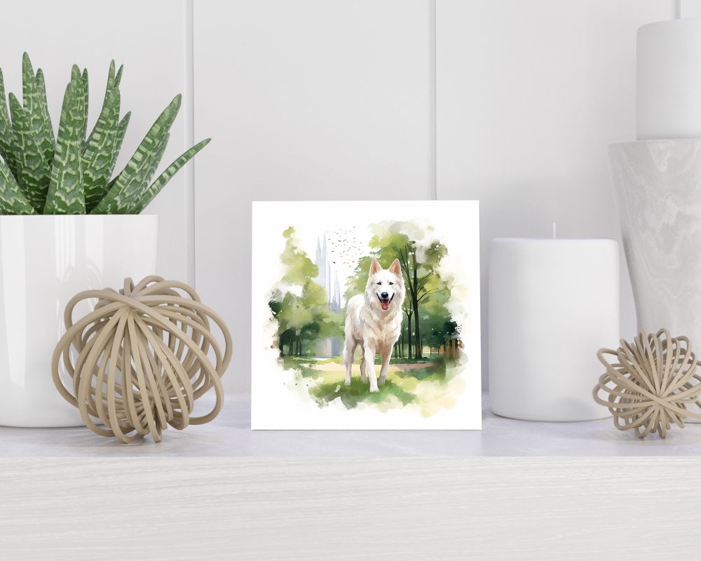 Tegel 15X15 Cm Met White Swiss Shepherd Cadeau Decoratie | Tegeltjes Met Tekst | Tegeltjes Met Spreuken | Collega | Oma | Opa | Pensioen | Mama | Papa | Vriend Tegel 15x15 cm White Swiss Shepherd