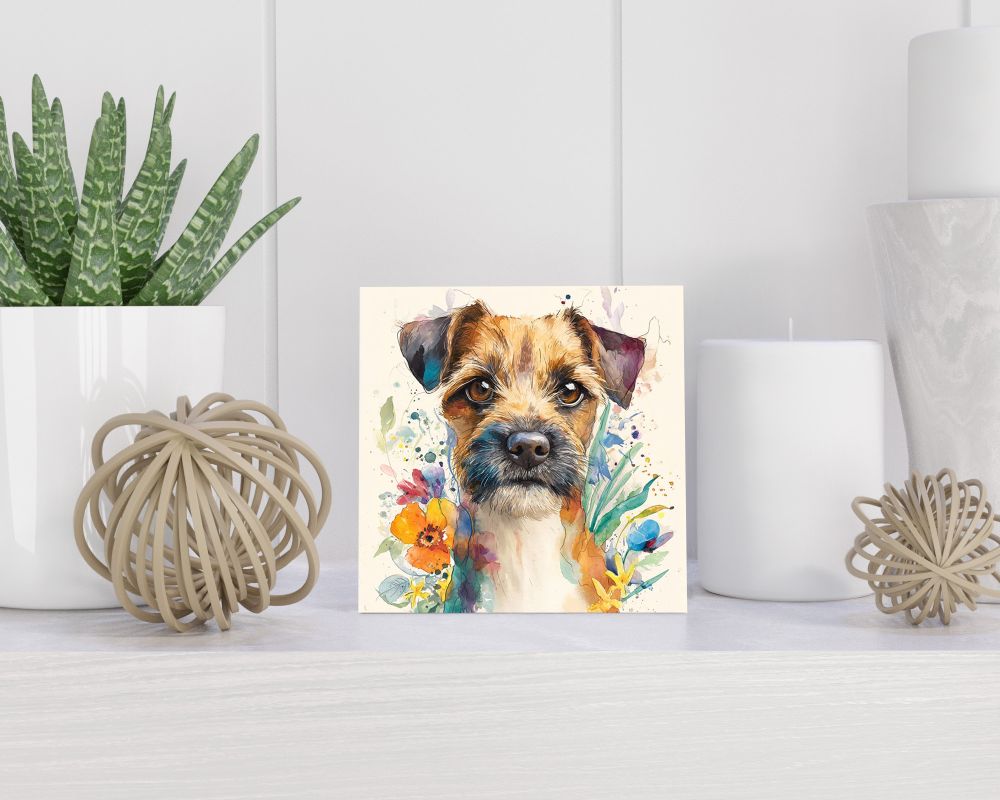 Tegel 15X15 Cm Met Border Terriër Cadeau Decoratie | Tegeltjes Met Tekst | Tegeltjes Met Spreuken | Collega | Oma | Opa | Pensioen | Mama | Papa | Vriend Tegel 15x15 cm Border Terriër