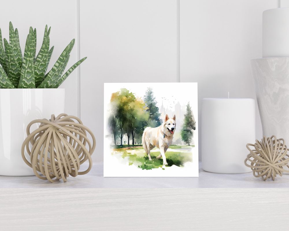 Tegel 15X15 Cm Met White Swiss Shepherd Cadeau Decoratie | Tegeltjes Met Tekst | Tegeltjes Met Spreuken | Collega | Oma | Opa | Pensioen | Mama | Papa | Vriend Tegel 15x15 cm White Swiss Shepherd