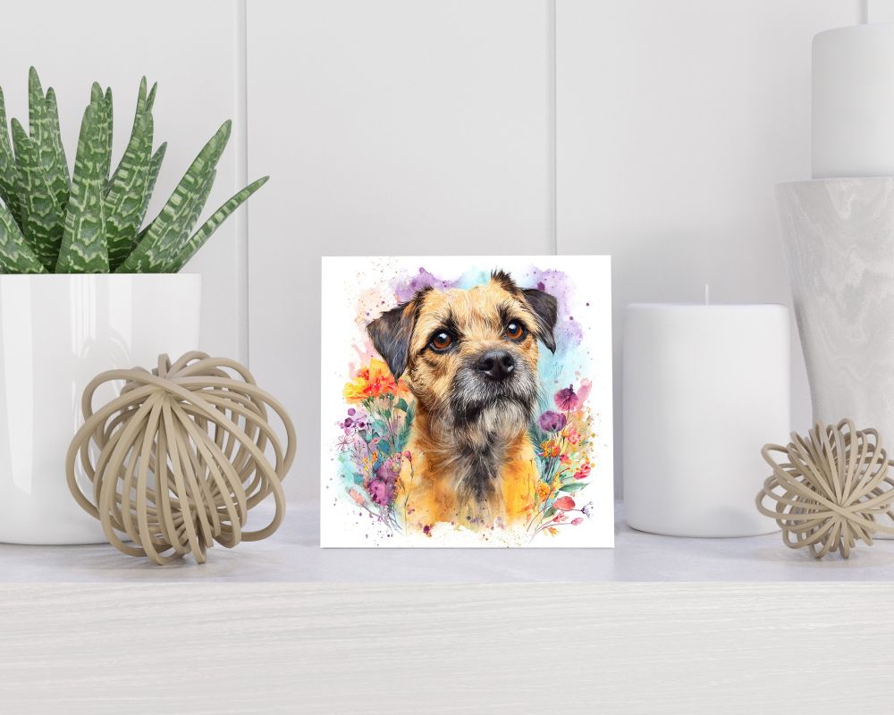 Tegel 15X15 Cm Met Border Terriër Cadeau Decoratie | Tegeltjes Met Tekst | Tegeltjes Met Spreuken | Collega | Oma | Opa | Pensioen | Mama | Papa | Vriend Tegel 15x15 cm Border Terriër
