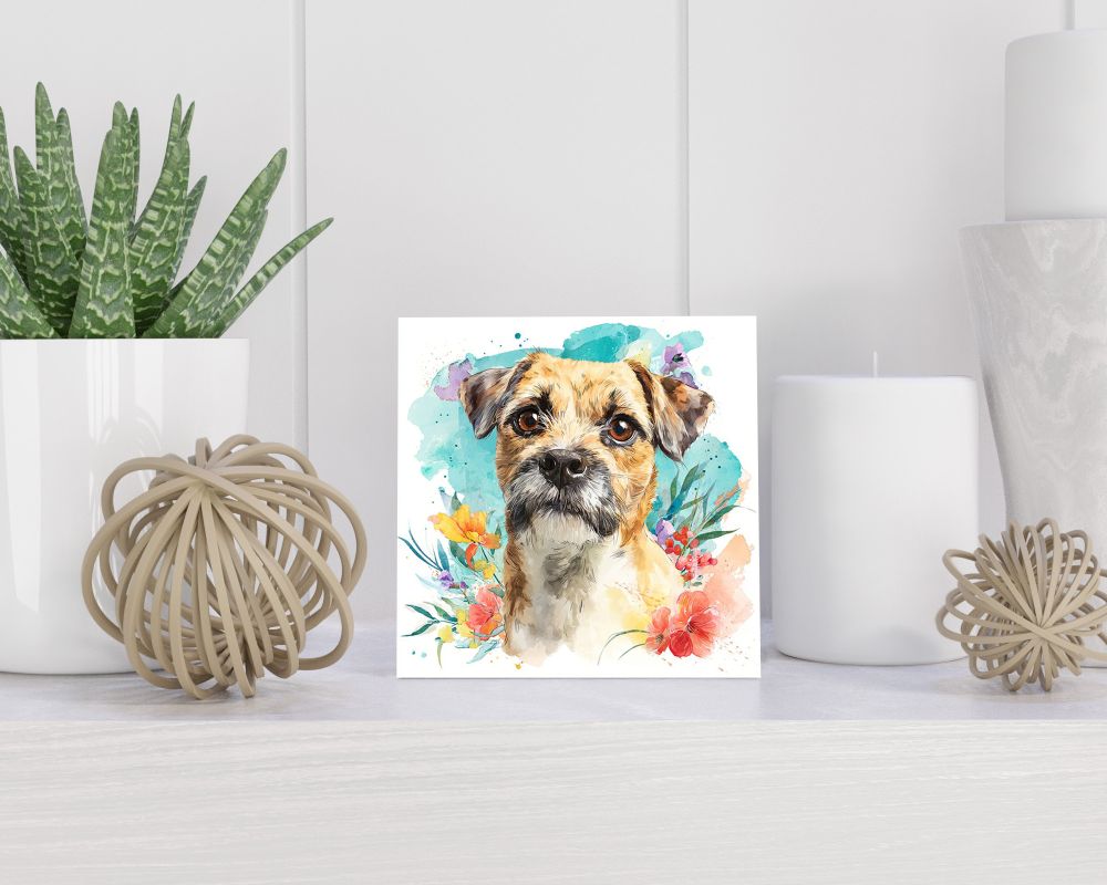 Tegel 15X15 Cm Met Border Terriër Cadeau Decoratie | Tegeltjes Met Tekst | Tegeltjes Met Spreuken | Collega | Oma | Opa | Pensioen | Mama | Papa | Vriend Tegel 15x15 cm Border Terriër