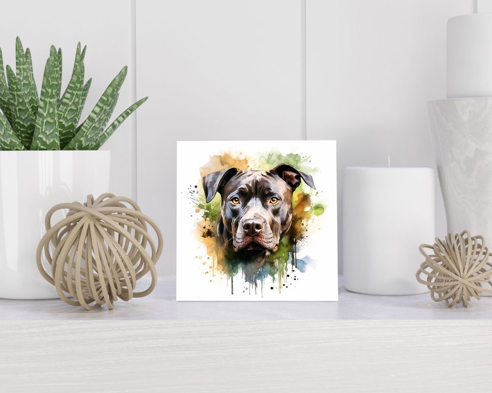 Tegel 15X15 Cm Met American Pitbull Terriër Cadeau Decoratie | Tegeltjes Met Tekst | Tegeltjes Met Spreuken | Collega | Oma | Opa | Pensioen | Mama | Papa | Vriend Tegel 15x15 cm American Pitbull Terriër