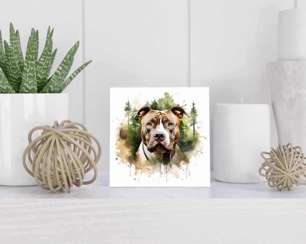 Tegel 15X15 Cm Met American Pitbull Terriër Cadeau Decoratie | Tegeltjes Met Tekst | Tegeltjes Met Spreuken | Collega | Oma | Opa | Pensioen | Mama | Papa | Vriend Tegel 15x15 cm American Pitbull Terriër