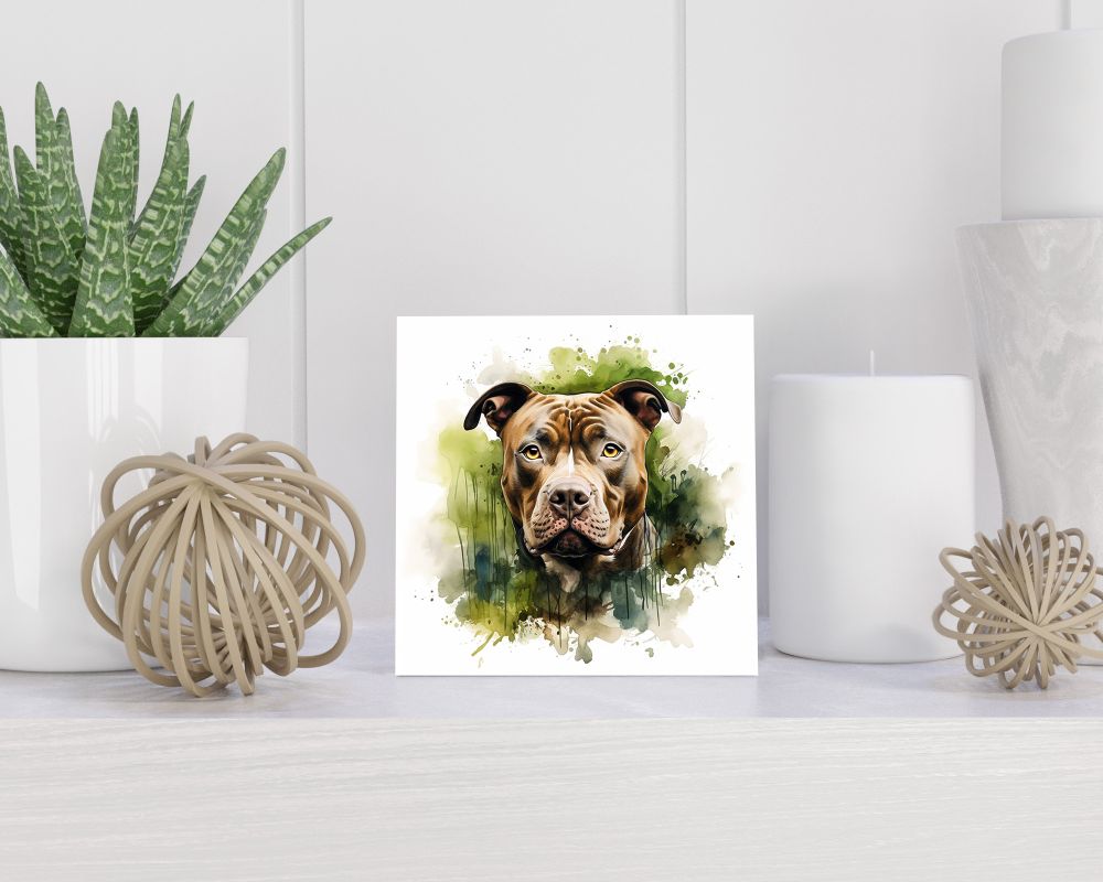 Tegel 15X15 Cm Met American Pitbull Terriër Cadeau Decoratie | Tegeltjes Met Tekst | Tegeltjes Met Spreuken | Collega | Oma | Opa | Pensioen | Mama | Papa | Vriend Tegel 15x15 cm American Pitbull Terriër