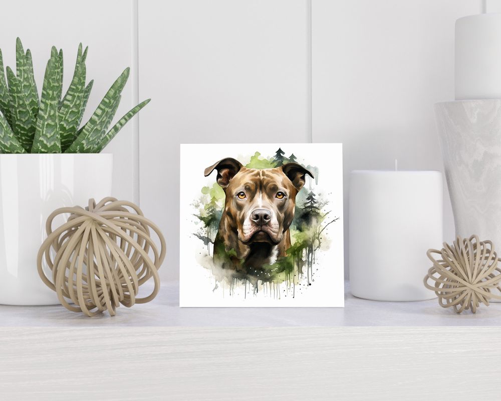 Tegel 15X15 Cm Met American Pitbull Terriër Cadeau Decoratie | Tegeltjes Met Tekst | Tegeltjes Met Spreuken | Collega | Oma | Opa | Pensioen | Mama | Papa | Vriend Tegel 15x15 cm American Pitbull Terriër