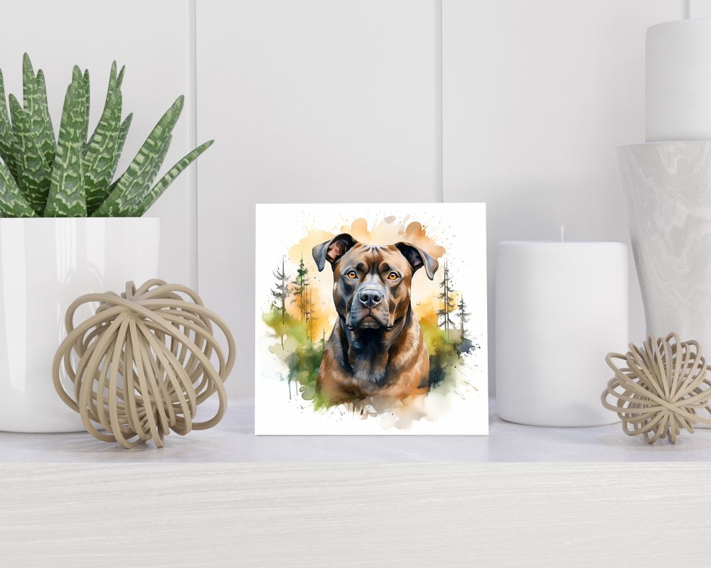 Tegel 15X15 Cm Met American Staffordshire Terriër Cadeau Decoratie | Tegeltjes Met Tekst | Tegeltjes Met Spreuken | Collega | Oma | Opa | Pensioen | Mama | Papa | Vriend Tegel 15x15 cm American Staffordshire Terriër