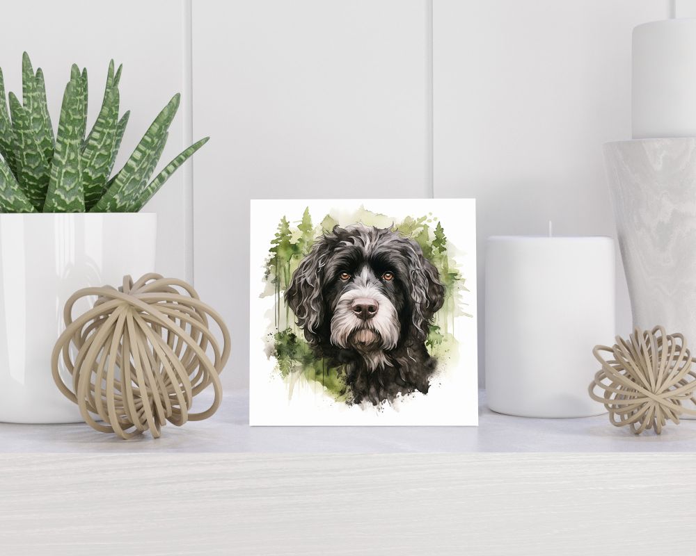 Tegel 15X15 Cm Met Portugese Waterhond Cadeau Decoratie | Tegeltjes Met Tekst | Tegeltjes Met Spreuken | Collega | Oma | Opa | Pensioen | Mama | Papa | Vriend Tegel 15x15 cm Portugese Waterhond