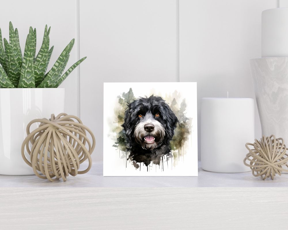 Tegel 15X15 Cm Met Portugese Waterhond Cadeau Decoratie | Tegeltjes Met Tekst | Tegeltjes Met Spreuken | Collega | Oma | Opa | Pensioen | Mama | Papa | Vriend Tegel 15x15 cm Portugese Waterhond