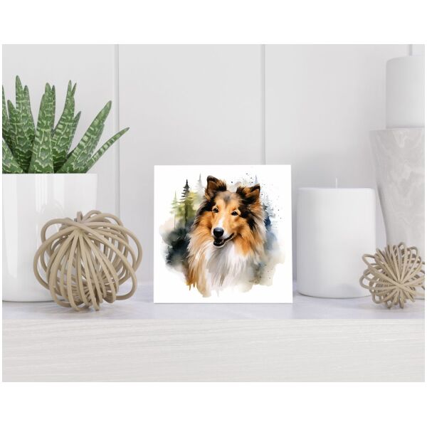 Tegel 15X15 Cm Met Langharige Collie Cadeau Decoratie | Tegeltjes Met Tekst | Tegeltjes Met Spreuken | Collega | Oma | Opa | Pensioen | Mama | Papa | Vriend Tegel 15x15 cm Langharige Collie