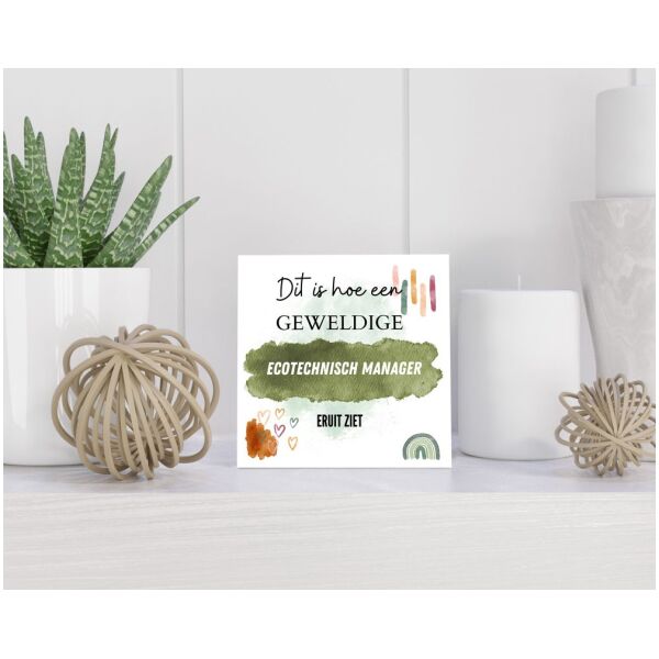 Tegel 15X15 Cm Met Ecotechnisch Manager Cadeau Decoratie | Tegeltjes Met Tekst | Tegeltjes Met Spreuken | Collega | Oma | Opa | Pensioen | Mama | Papa | Vriend Tegel 15x15 cm Ecotechnisch manager