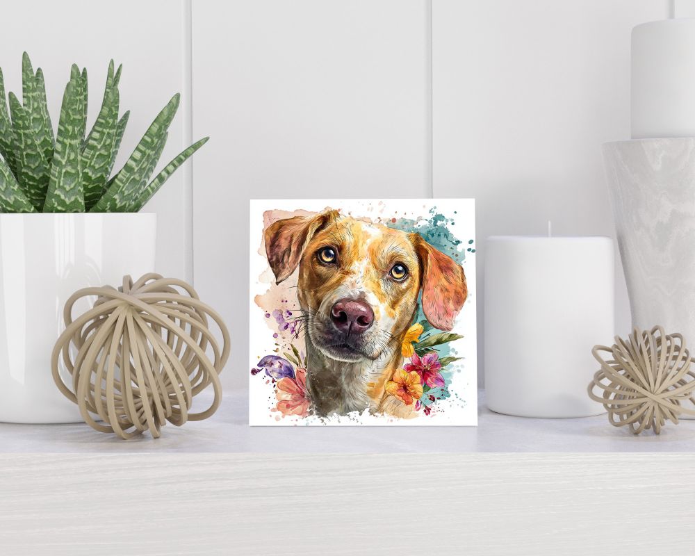 Tegel 15X15 Cm Met Podenco Canario Cadeau Decoratie | Tegeltjes Met Tekst | Tegeltjes Met Spreuken | Collega | Oma | Opa | Pensioen | Mama | Papa | Vriend Tegel 15x15 cm Podenco Canario