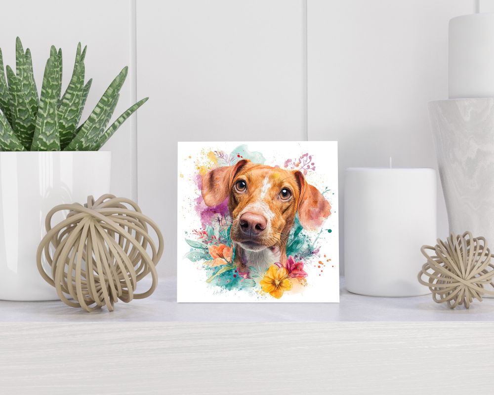 Tegel 15X15 Cm Met Podenco Canario Cadeau Decoratie | Tegeltjes Met Tekst | Tegeltjes Met Spreuken | Collega | Oma | Opa | Pensioen | Mama | Papa | Vriend Tegel 15x15 cm Podenco Canario