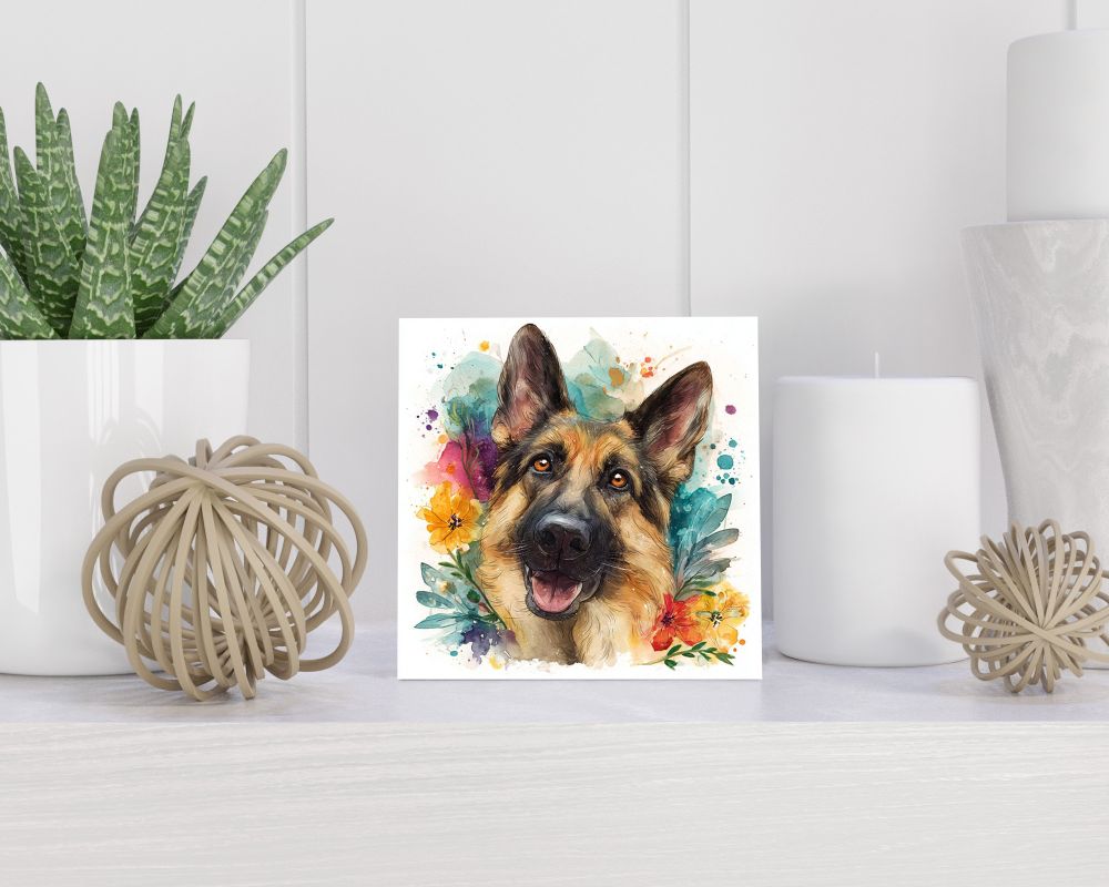 Tegel 15X15 Cm Met Duitse Herder Cadeau Decoratie | Tegeltjes Met Tekst | Tegeltjes Met Spreuken | Collega | Oma | Opa | Pensioen | Mama | Papa | Vriend Tegel 15x15 cm Duitse Herder