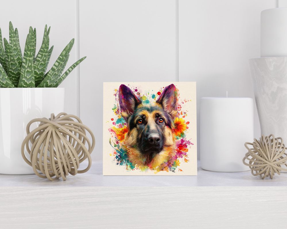 Tegel 15X15 Cm Met Duitse Herder Cadeau Decoratie | Tegeltjes Met Tekst | Tegeltjes Met Spreuken | Collega | Oma | Opa | Pensioen | Mama | Papa | Vriend Tegel 15x15 cm Duitse Herder