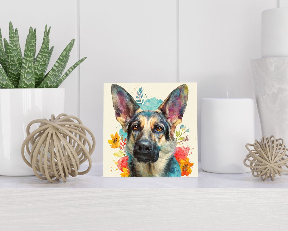 Tegel 15X15 Cm Met Duitse Herder Cadeau Decoratie | Tegeltjes Met Tekst | Tegeltjes Met Spreuken | Collega | Oma | Opa | Pensioen | Mama | Papa | Vriend Tegel 15x15 cm Duitse Herder