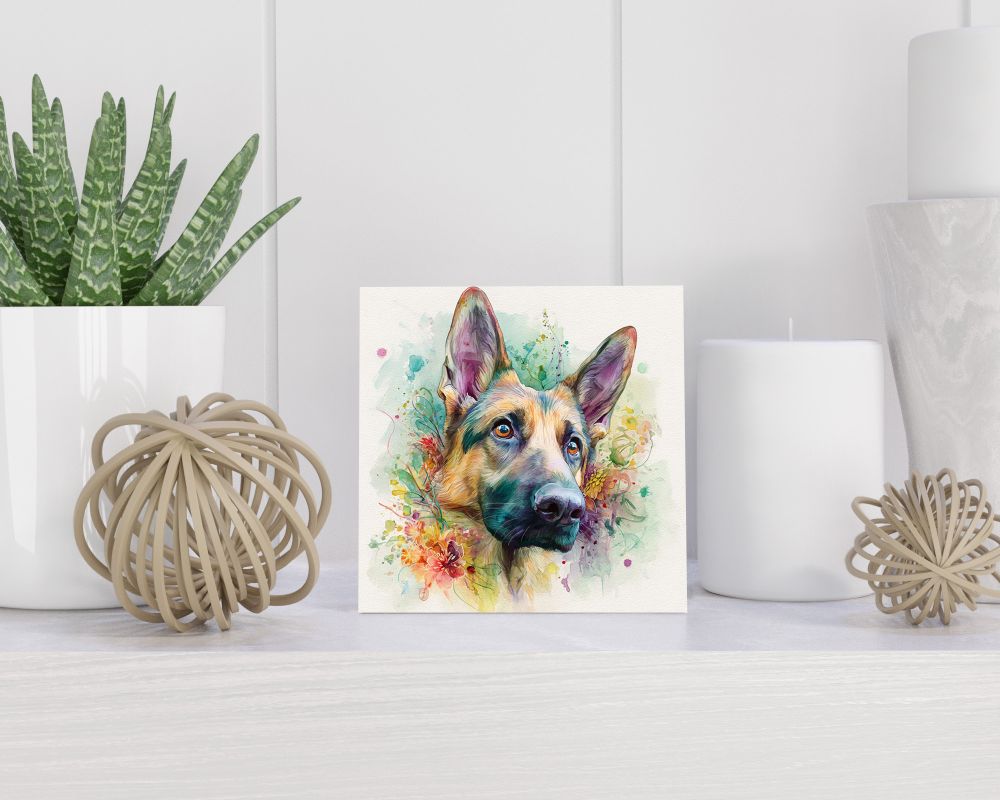 Tegel 15X15 Cm Met Duitse Herder Cadeau Decoratie | Tegeltjes Met Tekst | Tegeltjes Met Spreuken | Collega | Oma | Opa | Pensioen | Mama | Papa | Vriend Tegel 15x15 cm Duitse Herder