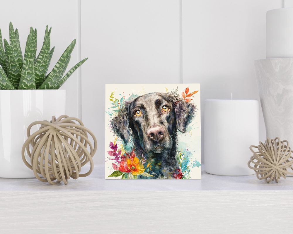 Tegel 15X15 Cm Met Curly-Coated Retriever Cadeau Decoratie | Tegeltjes Met Tekst | Tegeltjes Met Spreuken | Collega | Oma | Opa | Pensioen | Mama | Papa | Vriend Tegel 15x15 cm Curly-Coated Retriever