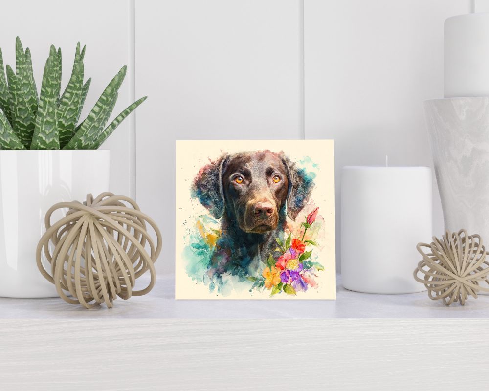 Tegel 15X15 Cm Met Curly-Coated Retriever Cadeau Decoratie | Tegeltjes Met Tekst | Tegeltjes Met Spreuken | Collega | Oma | Opa | Pensioen | Mama | Papa | Vriend Tegel 15x15 cm Curly-Coated Retriever
