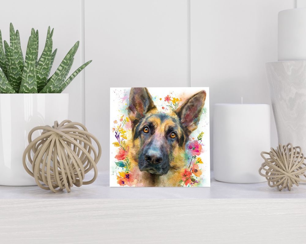 Tegel 15X15 Cm Met Duitse Herder Cadeau Decoratie | Tegeltjes Met Tekst | Tegeltjes Met Spreuken | Collega | Oma | Opa | Pensioen | Mama | Papa | Vriend Tegel 15x15 cm Duitse Herder