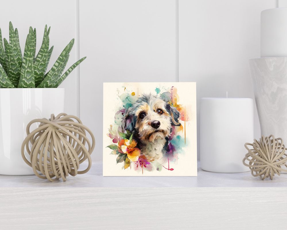 Tegel 15X15 Cm Met Dandie Dinmont Terriër Cadeau Decoratie | Tegeltjes Met Tekst | Tegeltjes Met Spreuken | Collega | Oma | Opa | Pensioen | Mama | Papa | Vriend Tegel 15x15 cm Dandie Dinmont Terriër