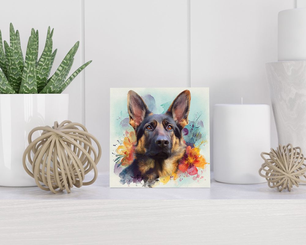 Tegel 15X15 Cm Met Duitse Herder Cadeau Decoratie | Tegeltjes Met Tekst | Tegeltjes Met Spreuken | Collega | Oma | Opa | Pensioen | Mama | Papa | Vriend Tegel 15x15 cm Duitse Herder