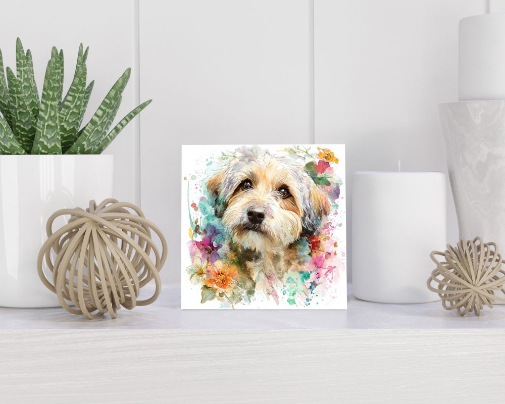 Tegel 15X15 Cm Met Dandie Dinmont Terriër Cadeau Decoratie | Tegeltjes Met Tekst | Tegeltjes Met Spreuken | Collega | Oma | Opa | Pensioen | Mama | Papa | Vriend Tegel 15x15 cm Dandie Dinmont Terriër