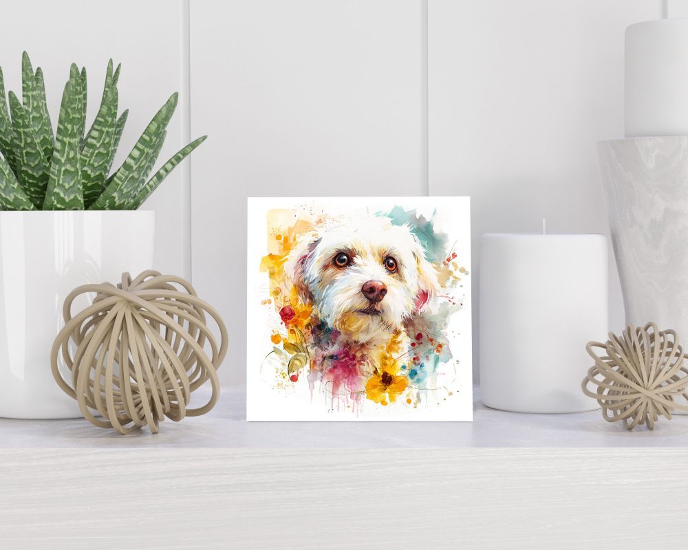 Tegel 15X15 Cm Met Dandie Dinmont Terriër Cadeau Decoratie | Tegeltjes Met Tekst | Tegeltjes Met Spreuken | Collega | Oma | Opa | Pensioen | Mama | Papa | Vriend Tegel 15x15 cm Dandie Dinmont Terriër