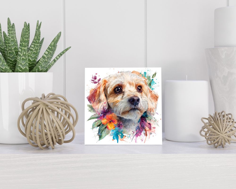 Tegel 15X15 Cm Met Dandie Dinmont Terriër Cadeau Decoratie | Tegeltjes Met Tekst | Tegeltjes Met Spreuken | Collega | Oma | Opa | Pensioen | Mama | Papa | Vriend Tegel 15x15 cm Dandie Dinmont Terriër
