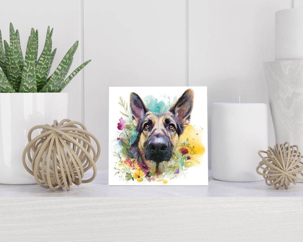 Tegel 15X15 Cm Met Duitse Herder Cadeau Decoratie | Tegeltjes Met Tekst | Tegeltjes Met Spreuken | Collega | Oma | Opa | Pensioen | Mama | Papa | Vriend Tegel 15x15 cm Duitse Herder