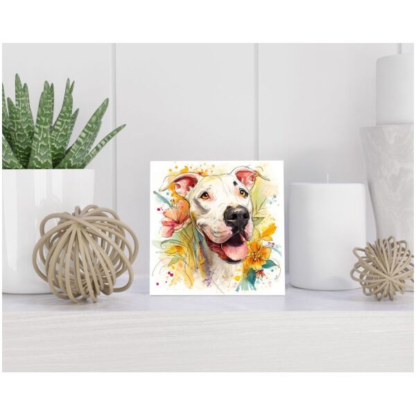 Tegel 15X15 Cm Met Dogo Argentino Cadeau Decoratie | Tegeltjes Met Tekst | Tegeltjes Met Spreuken | Collega | Oma | Opa | Pensioen | Mama | Papa | Vriend Tegel 15x15 cm Dogo Argentino