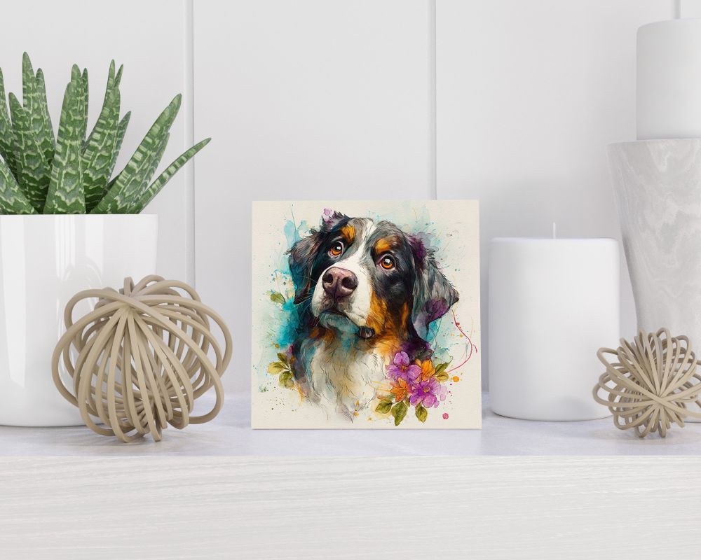 Tegel 15X15 Cm Met Berner Sennenhond Cadeau Decoratie | Tegeltjes Met Tekst | Tegeltjes Met Spreuken | Collega | Oma | Opa | Pensioen | Mama | Papa | Vriend Tegel 15x15 cm Berner Sennenhond