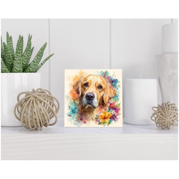 Tegel 15X15 Cm Met Golden Retriever Cadeau Decoratie | Tegeltjes Met Tekst | Tegeltjes Met Spreuken | Collega | Oma | Opa | Pensioen | Mama | Papa | Vriend Tegel 15x15 cm Golden Retriever