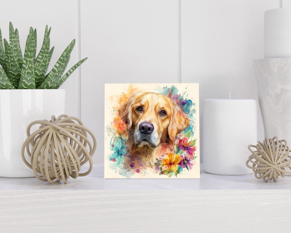 Tegel 15X15 Cm Met Golden Retriever Cadeau Decoratie | Tegeltjes Met Tekst | Tegeltjes Met Spreuken | Collega | Oma | Opa | Pensioen | Mama | Papa | Vriend Tegel 15x15 cm Golden Retriever