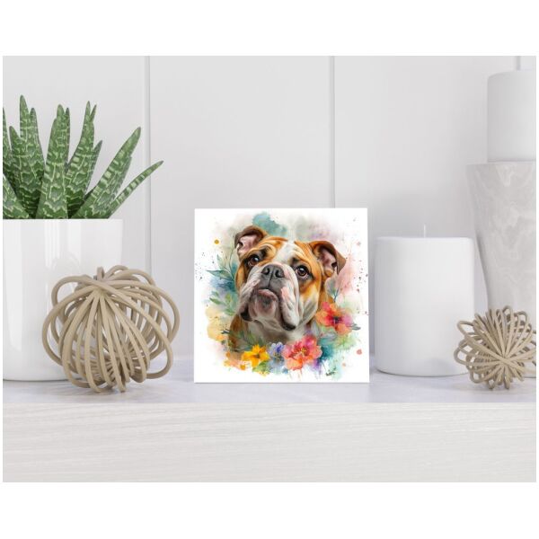 Tegel 15X15 Cm Met Engelse Bulldog Cadeau Decoratie | Tegeltjes Met Tekst | Tegeltjes Met Spreuken | Collega | Oma | Opa | Pensioen | Mama | Papa | Vriend Tegel 15x15 cm Engelse Bulldog