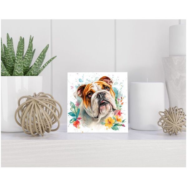 Tegel 15X15 Cm Met Engelse Bulldog Cadeau Decoratie | Tegeltjes Met Tekst | Tegeltjes Met Spreuken | Collega | Oma | Opa | Pensioen | Mama | Papa | Vriend Tegel 15x15 cm Engelse Bulldog