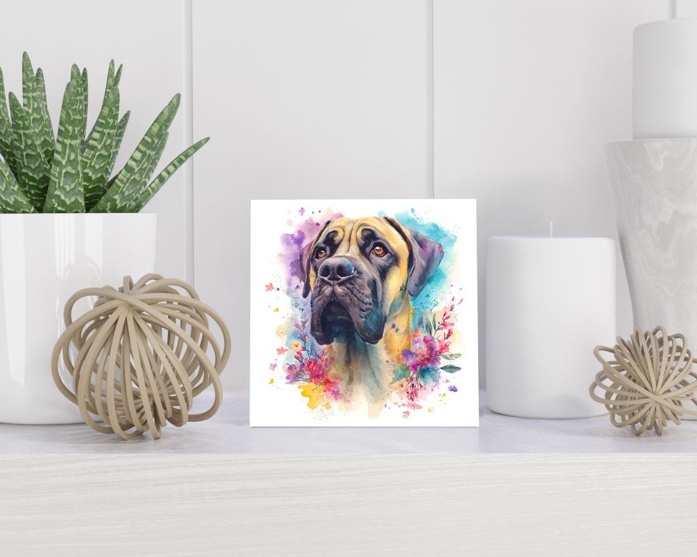 Tegel 15X15 Cm Met Engelse Mastiff Cadeau Decoratie | Tegeltjes Met Tekst | Tegeltjes Met Spreuken | Collega | Oma | Opa | Pensioen | Mama | Papa | Vriend Tegel 15x15 cm Engelse Mastiff