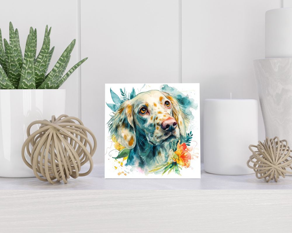 Tegel 15X15 Cm Met Engelse Setter Cadeau Decoratie | Tegeltjes Met Tekst | Tegeltjes Met Spreuken | Collega | Oma | Opa | Pensioen | Mama | Papa | Vriend Tegel 15x15 cm Engelse Setter