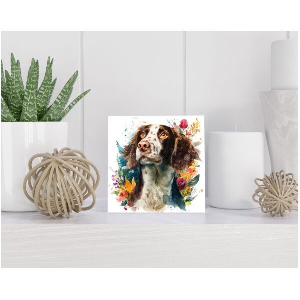 Tegel 15X15 Cm Met Engelse Springer Spaniël Cadeau Decoratie | Tegeltjes Met Tekst | Tegeltjes Met Spreuken | Collega | Oma | Opa | Pensioen | Mama | Papa | Vriend Tegel 15x15 cm Engelse Springer Spaniël