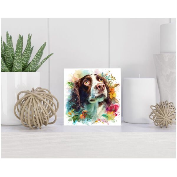 Tegel 15X15 Cm Met Engelse Springer Spaniël Cadeau Decoratie | Tegeltjes Met Tekst | Tegeltjes Met Spreuken | Collega | Oma | Opa | Pensioen | Mama | Papa | Vriend Tegel 15x15 cm Engelse Springer Spaniël