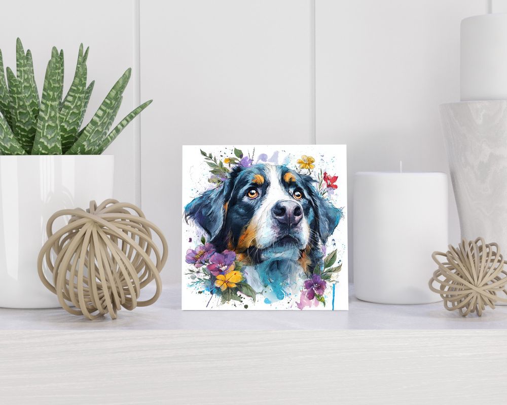 Tegel 15X15 Cm Met Berner Sennenhond Cadeau Decoratie | Tegeltjes Met Tekst | Tegeltjes Met Spreuken | Collega | Oma | Opa | Pensioen | Mama | Papa | Vriend Tegel 15x15 cm Berner Sennenhond