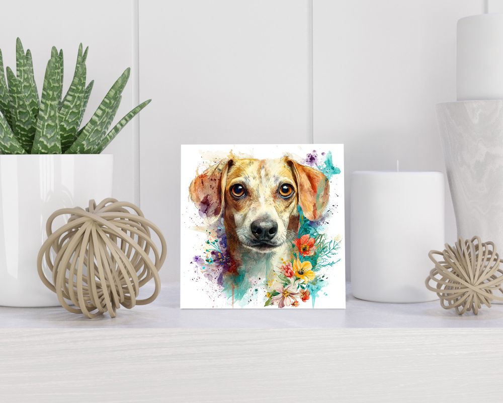 Tegel 15X15 Cm Met Finse Lappenhond Cadeau Decoratie | Tegeltjes Met Tekst | Tegeltjes Met Spreuken | Collega | Oma | Opa | Pensioen | Mama | Papa | Vriend Tegel 15x15 cm Finse Lappenhond